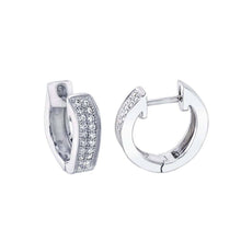 Load image into Gallery viewer, Sterling Silver Micro Pave 2 Lines CZ Curved Huggie EarringsAnd Width 3.7 mm \r\n