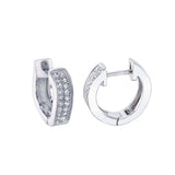 Sterling Silver Micro Pave 2 Lines CZ Curved Huggie EarringsAnd Width 3.7 mm \r\n
