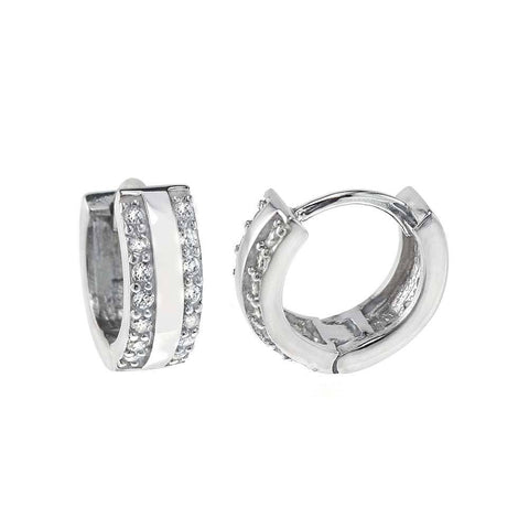 Sterling Silver Cubic Zirconia Huggie EarringsAnd width 4.8mm