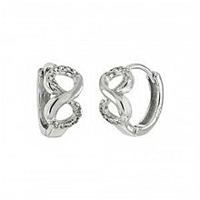 Load image into Gallery viewer, Sterling Silver Infinity Huggie Hoop Earrings With Pave CZ