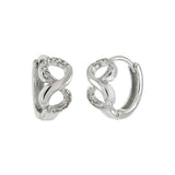 Sterling Silver Infinity Huggie Hoop Earrings With Pave CZ