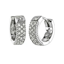 Load image into Gallery viewer, Sterling Silver Star W. Three Lines CZ Huggie EarringsAnd Width 5 mm