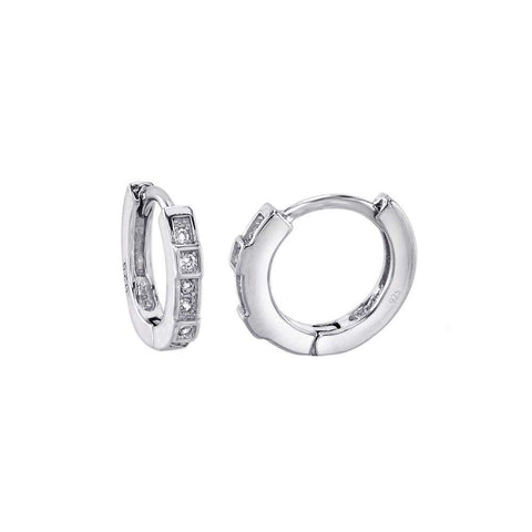 Sterling Silver Cubic Zirconia Huggie EarringsAnd Width 2.2 mm