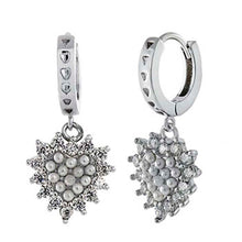 Load image into Gallery viewer, Sterling Silver Huggie W. Dangling CZ Rhodium Earrings And Width 12.5 mm