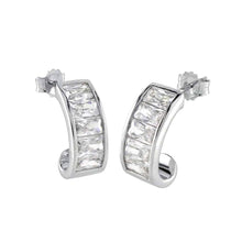 Load image into Gallery viewer, Sterling Silver Rectangle Cubic Zirconia Earrings And Width 6.4mm