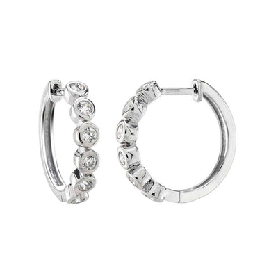 Sterling Silver Cubic Zirconia Huggie EarringsAnd Width 3.8 mm