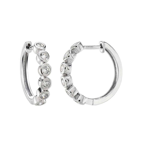 Sterling Silver Cubic Zirconia Huggie EarringsAnd Width 3.8 mm