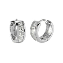 Load image into Gallery viewer, Sterling Silver Princess CZ Huggie EarringsAnd Width 7.1 mm