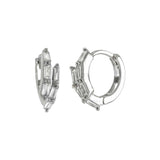 Sterling Silver Bagguette CZ Huggie Hoop Earrings