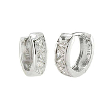 Load image into Gallery viewer, Sterling Silver Triangle Cubic Zirconia Huggie Earrings
