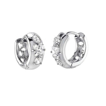 Load image into Gallery viewer, Sterling Silver Princess &amp; Round CZ Huggie EarringsAnd Width 5.3mm