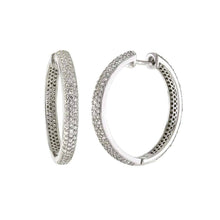 Load image into Gallery viewer, Sterling Silver 3 Lines Micro Pave CZ Huggie EarringsAnd Width 1/8 inch