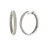 Sterling Silver 3 Lines Micro Pave CZ Huggie EarringsAnd Width 1/8 inch