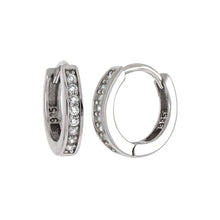 Load image into Gallery viewer, Sterling Silver Huggie Hoop Shaped Earrings With CZ StonesAnd Width 2.5 mmAnd Diameter 14 mm