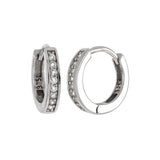 Sterling Silver Huggie Hoop Shaped Earrings With CZ StonesAnd Width 2.5 mmAnd Diameter 14 mm