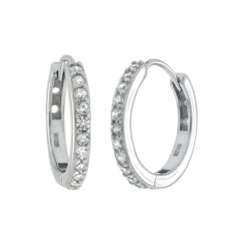 Sterling Silver Cubic Zirconia Huggie Hoop EarringsAnd Width 2.3mmAnd Diameter 18.3mm