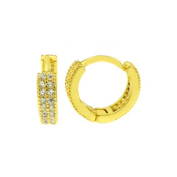 Sterling Silver Gold Plate CZ Huggie Hoop Earrings