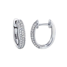 Load image into Gallery viewer, Sterling Silver Micro Pave Oval Shape Huggie Earrings And Width 3 mm