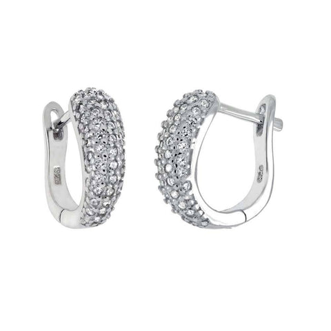 Sterling Silver Cubic Zirconia French Style Hoop EarringsAnd Length ��� inchAnd Width 4.6 mm