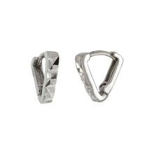 Load image into Gallery viewer, Sterling Silver V Shape D/C Huggie Rhodium Hoop Earrings