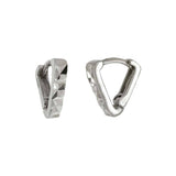 Sterling Silver V Shape D/C Huggie Rhodium Hoop Earrings