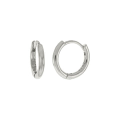 Sterling Silver Huggie Rhodium Hoop Earrings
