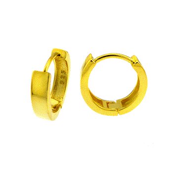 Sterling Silver 3mm Plain Gold Plated Huggie Hoop Earrings