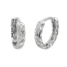 Load image into Gallery viewer, Sterling Silver Rhodium Huggie Hoop Earrings Width-3mm, Diameter-13.5mm