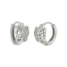 Load image into Gallery viewer, Sterling Silver Butterfly Huggie Hoop Earrings With Clear CZ
