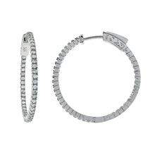 Load image into Gallery viewer, Sterling Silver Pave Set In and Out Cz 22MM Hoop Earrings with Earring Diameter of 28.58MM and Earring Width of 1.5MM