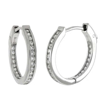 Load image into Gallery viewer, Sterling Silver Inside Out Huggies Hoop Shaped Earrings With CZ StonesAnd Width 2.6 mmAnd Diameter 16mmAnd Thickness 24mm