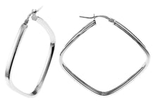 Load image into Gallery viewer, Sterling Silver Italian Square Tube Hoop Earrings