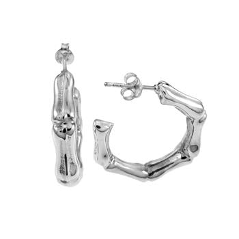 Sterling Silver Bamboo Hoop Earrings
