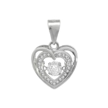 Load image into Gallery viewer, Sterling Silver CZ Heart Rhodium Pendant Width-12.5mm, Height-5/8inch