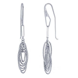 Sterling Silver Tweeted Oval Shape Rhodium Italian Earrings