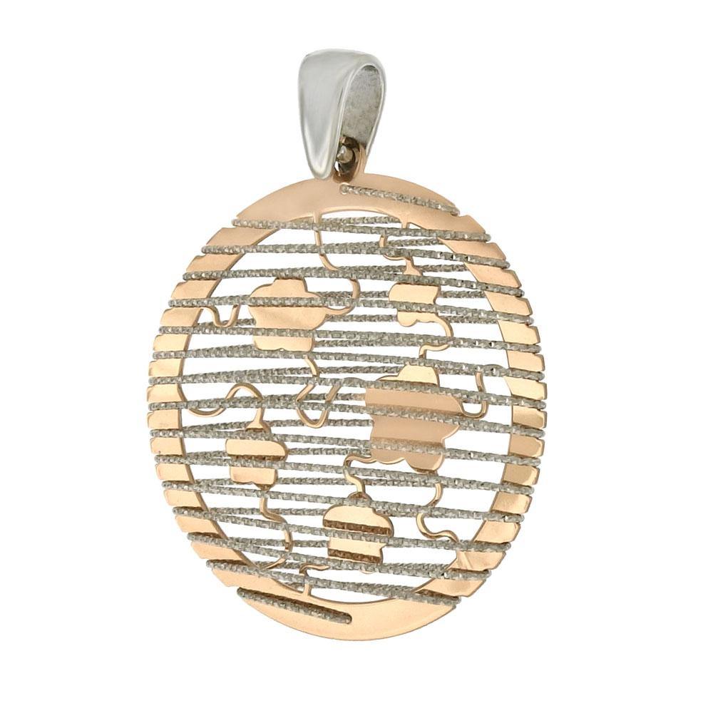 Sterling Silver Two Tone 3D Laser Cut Rose Gold Plated Pendant