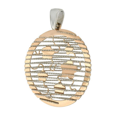 Sterling Silver Two Tone 3D Laser Cut Rose Gold Plated Pendant - silverdepot