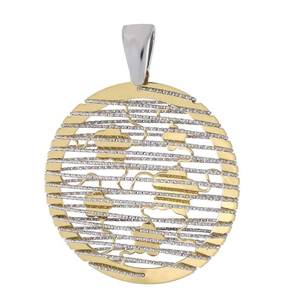 Italian Sterling Silver Two Tone 3D Laser Cut Pendant