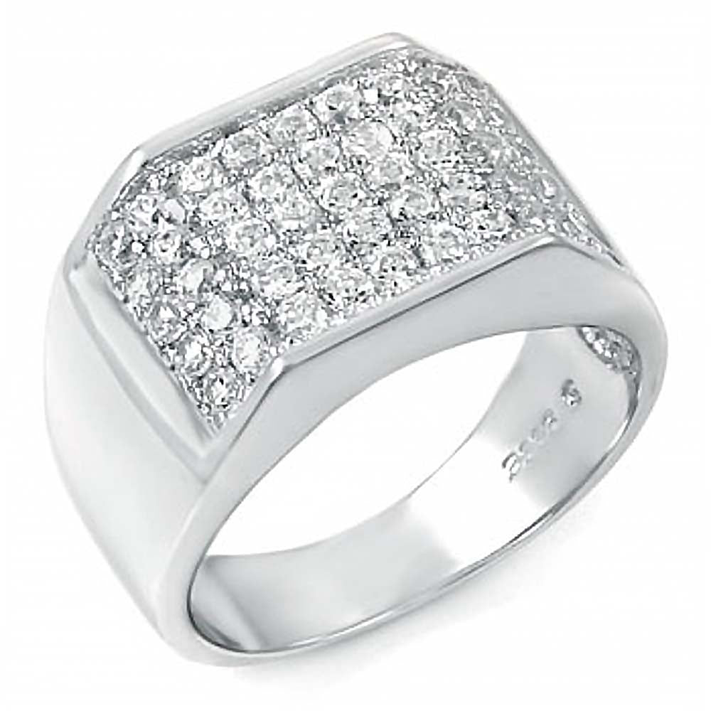 Sterling Silver Man CZ RingAnd Weight 7.8gramAnd Width 12mm