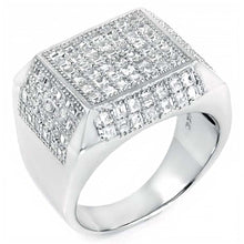 Load image into Gallery viewer, Sterling Silver Hip Hop Pave Setting Princess CZ RingAnd Weight 17.2gramAnd Width 18mm