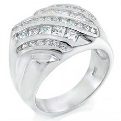 925 Silver Round and Princess CZ Man Ring, Weight 15.4gramAnd Width 17.5mm