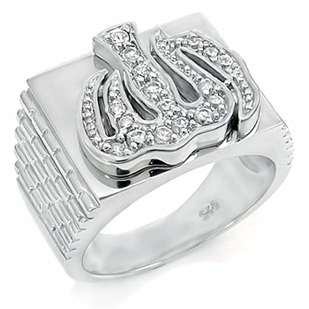 Sterling Silver Cubic Zirconia CZ Man RingAnd Weight 13.8gramAnd Width 15mm
