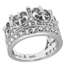 Load image into Gallery viewer, Sterling Silver Crown CZ Ring, Weight 7.6 gram And Width 12.5mm