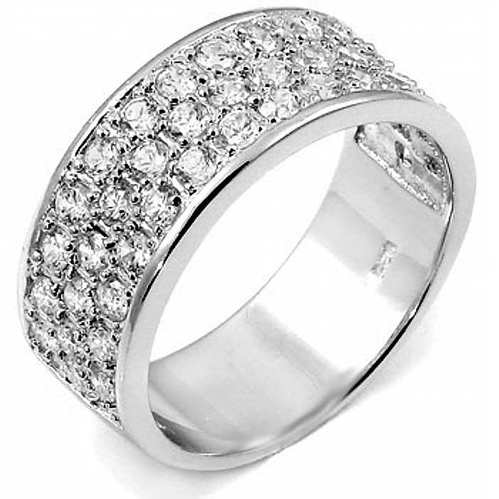 Sterling Silver Cubic Zirconia Handset Round CZ Man Ring, Weight 10.4gramAnd Width 9mm