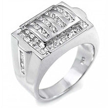 Load image into Gallery viewer, Sterling Silver Cubic Zirconia Princess CZ Man RingAnd Weight 12.1gramAnd Width 13.5mm