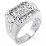 Sterling Silver Cubic Zirconia Princess CZ Man RingAnd Weight 12.1gramAnd Width 13.5mm