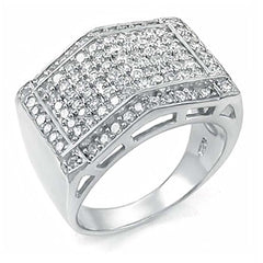 Sterling Silver Micro Pave Setting CZ Man Ring, Weight 11gramAnd Width 16mm
