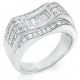 Sterling Silver Cubic Zirconia Baguett And Round CZ Man Ring And Weight 9.8gramAnd Width 11mm