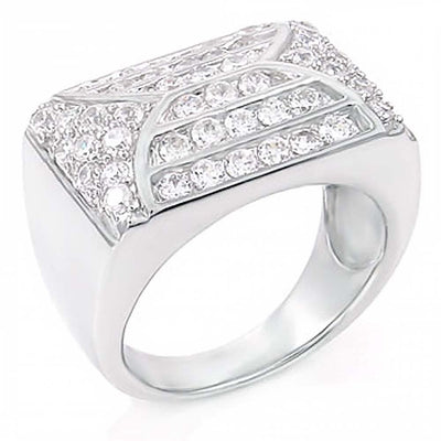 Sterling Silver Cubic Zirconia Round CZ Man RingAnd Weight 12.2gramAnd Width 15mm