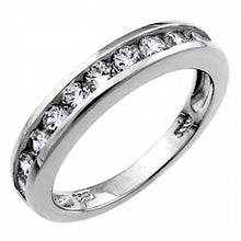 Load image into Gallery viewer, Sterling Silver Round-Cut Clear Cz Eternity Ring with Ring Width of 4MM